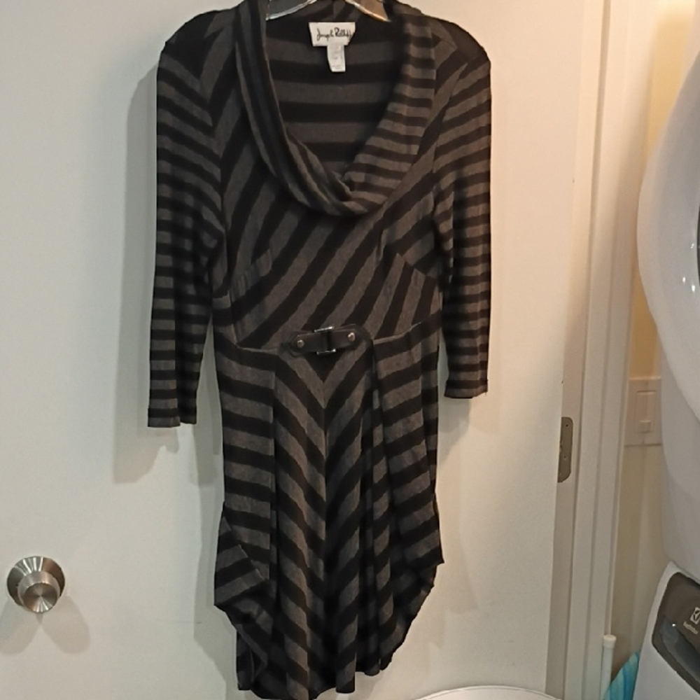 Joseph Ribkoff Black and Grey Striped Dress